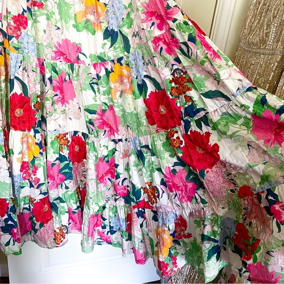 Cara Cara Dress Wethersfield Cotton Tiered Maxi Japanese Floral Ivory 6 EUC - Picture 3 of 10